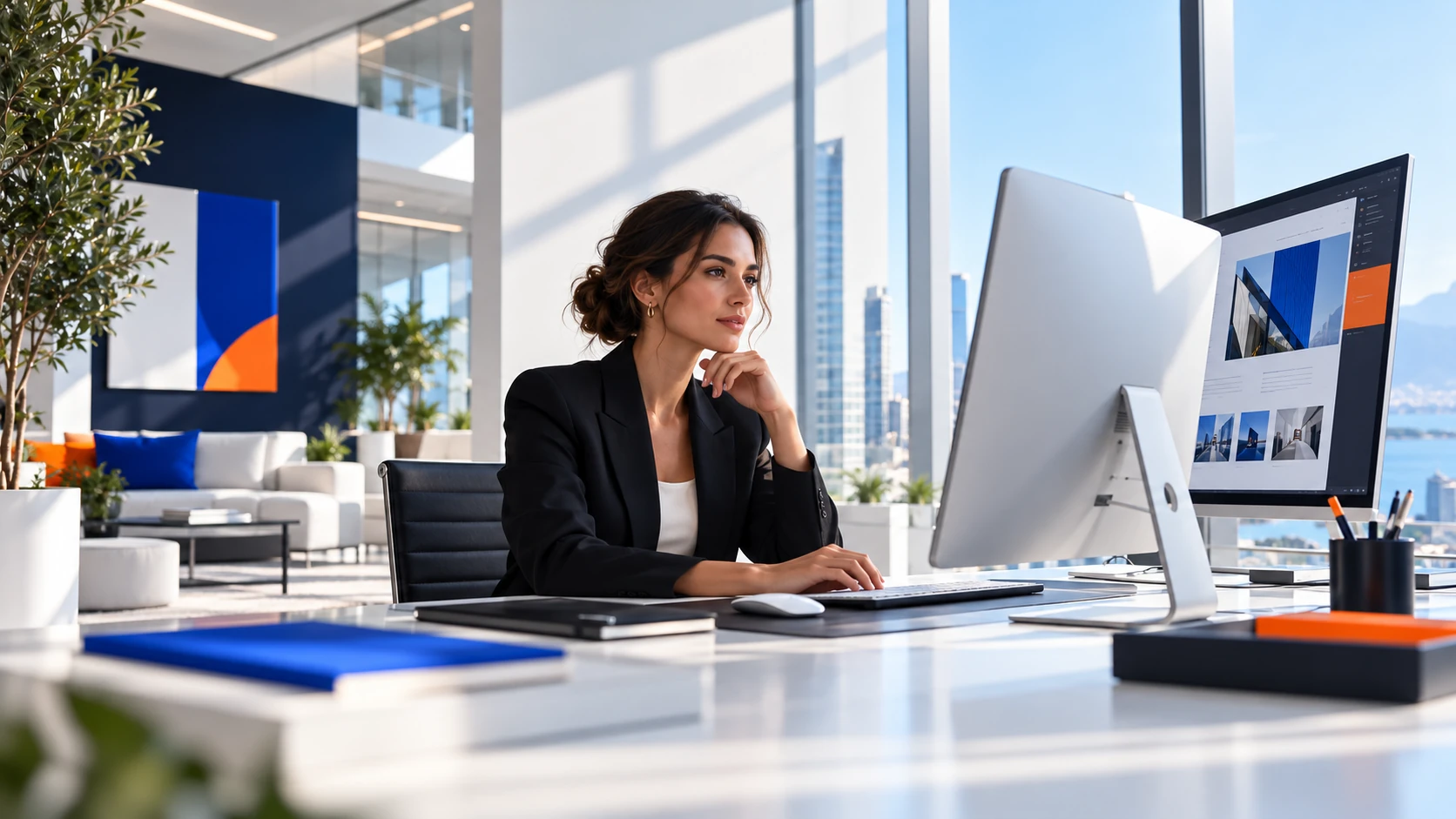 Personne au travail dans un studio digital lumineux
